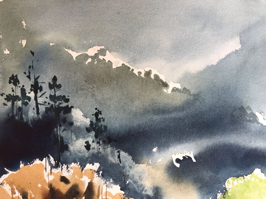 Original William (Bill) Ahrendt Arizona Artist Landscape Watercolor Painting On Paper Signed Titled 'Milk Ranch Rim' 22 X 15 [Photo 5]