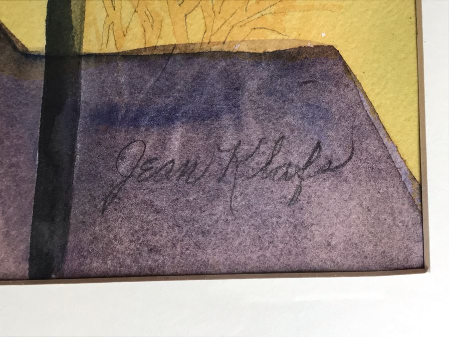 Original Jean Klafs Abstract Expressionist Framed Watercolor Painting On Paper Titled 'Valley Of The Kings' 20.5 X 14 [Photo 4]