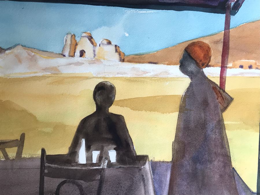 Original Jean Klafs Abstract Expressionist Framed Watercolor Painting On Paper Titled 'Valley Of The Kings' 20.5 X 14 [Photo 5]