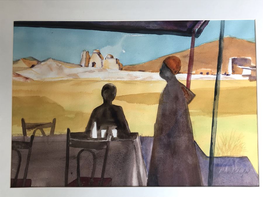 Original Jean Klafs Abstract Expressionist Framed Watercolor Painting On Paper Titled 'Valley Of The Kings' 20.5 X 14 [Photo 2]