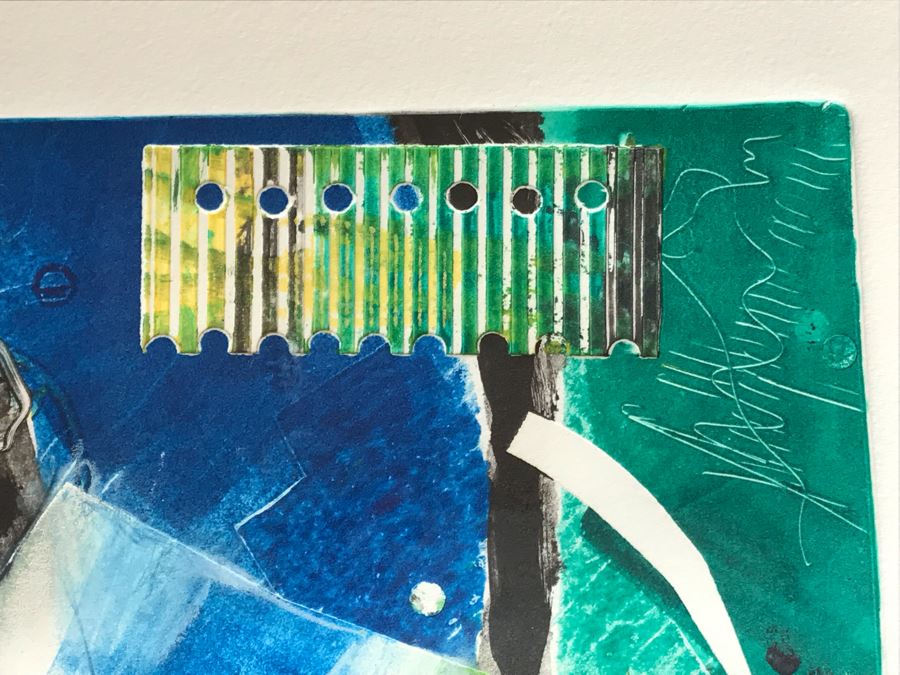 Original Jean Klafs Abstract Expressionist Framed Monotype On Paper Titled 'Space Data' 21 X 18 [Photo 7]