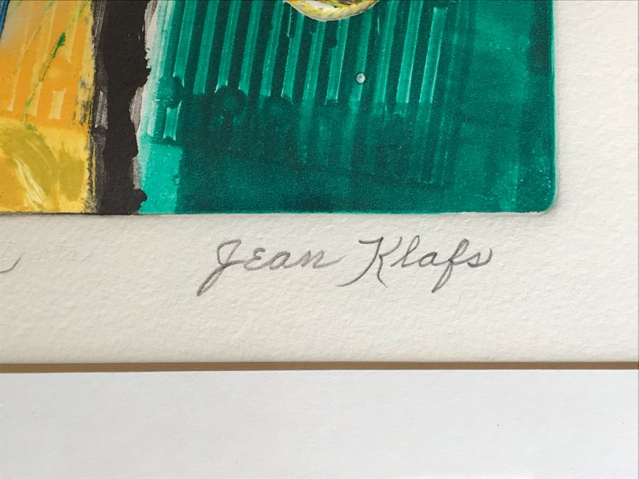 Original Jean Klafs Abstract Expressionist Framed Monotype On Paper Titled 'Space Data' 21 X 18 [Photo 5]