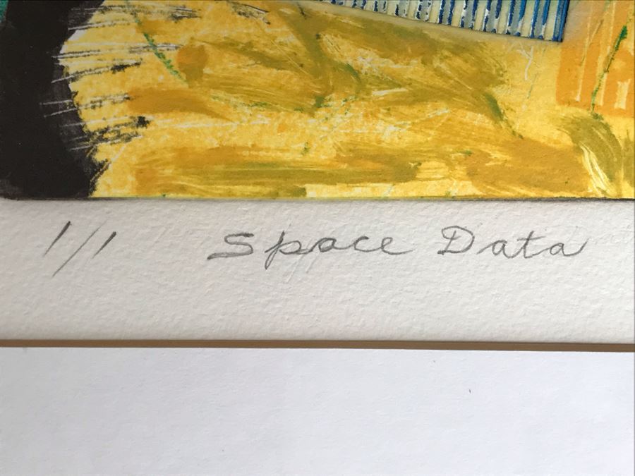 Original Jean Klafs Abstract Expressionist Framed Monotype On Paper Titled 'Space Data' 21 X 18 [Photo 6]