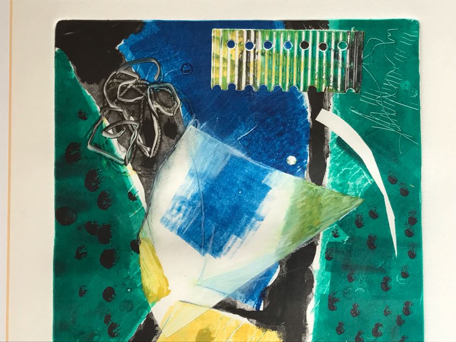 Original Jean Klafs Abstract Expressionist Framed Monotype On Paper Titled 'Space Data' 21 X 18 [Photo 3]