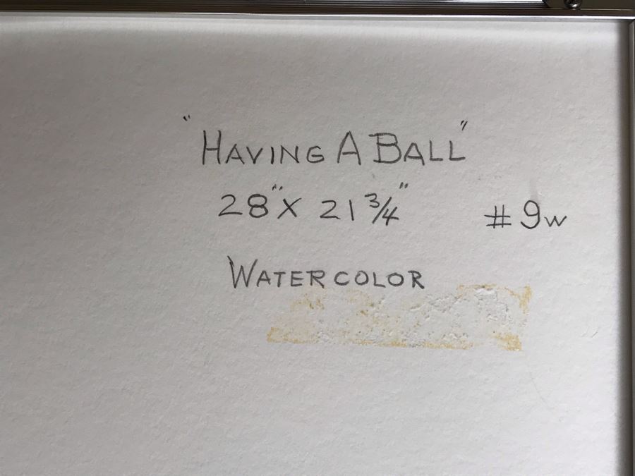 Original Jean Klafs Abstract Expressionist Framed Watercolor Painting On Paper Titled 'Having A Ball' 28 X 21.75 [Photo 10]