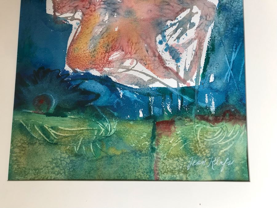 Original Jean Klafs Abstract Expressionist Framed Watercolor Painting On Paper Titled 'Having A Ball' 28 X 21.75 [Photo 7]
