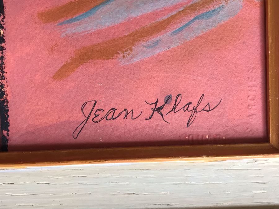 Original Jean Klafs Abstract Expressionist Framed Painting On Paper 20 X 16 [Photo 8]