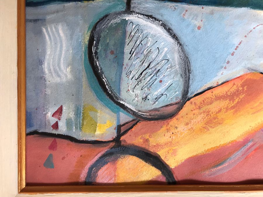 Original Jean Klafs Abstract Expressionist Framed Painting On Paper 20 X 16 [Photo 5]