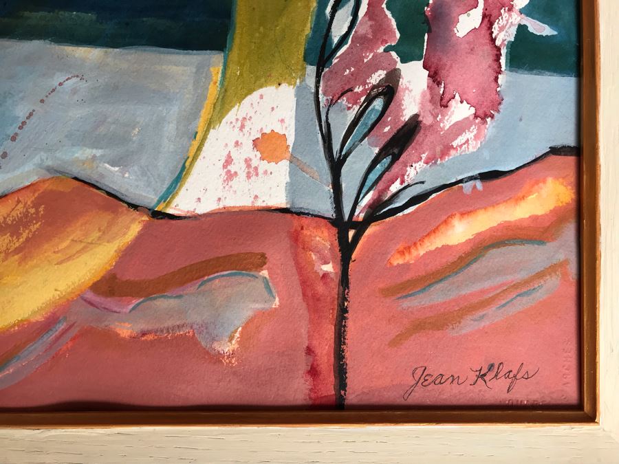 Original Jean Klafs Abstract Expressionist Framed Painting On Paper 20 X 16 [Photo 6]