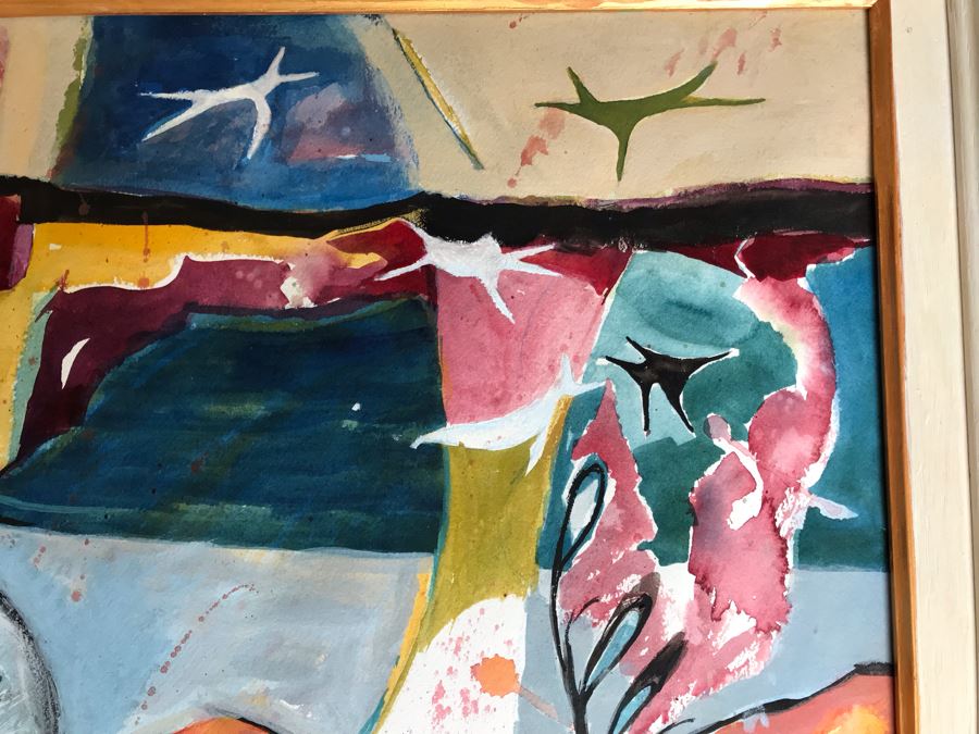 Original Jean Klafs Abstract Expressionist Framed Painting On Paper 20 X 16 [Photo 7]