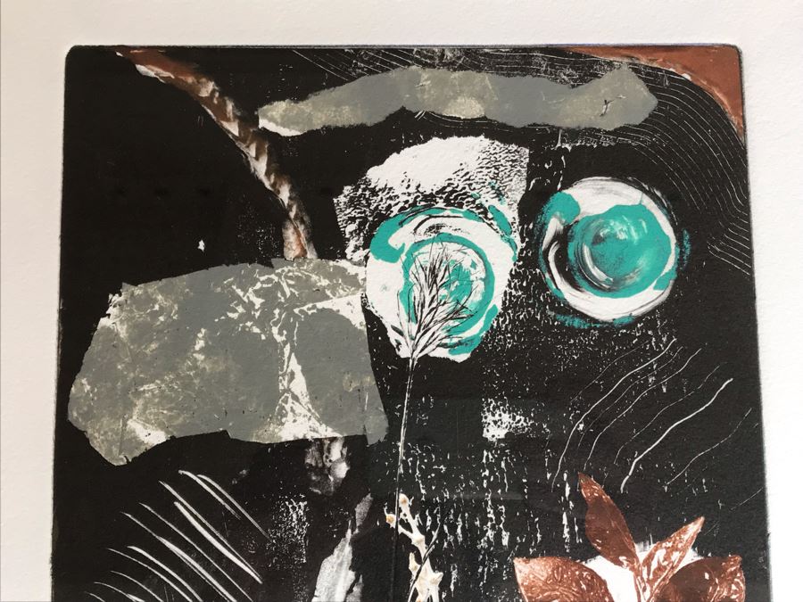 Original Jean Klafs Abstract Expressionist Framed Monotype On Paper Titled 'Herbs' 21 X 18 [Photo 5]