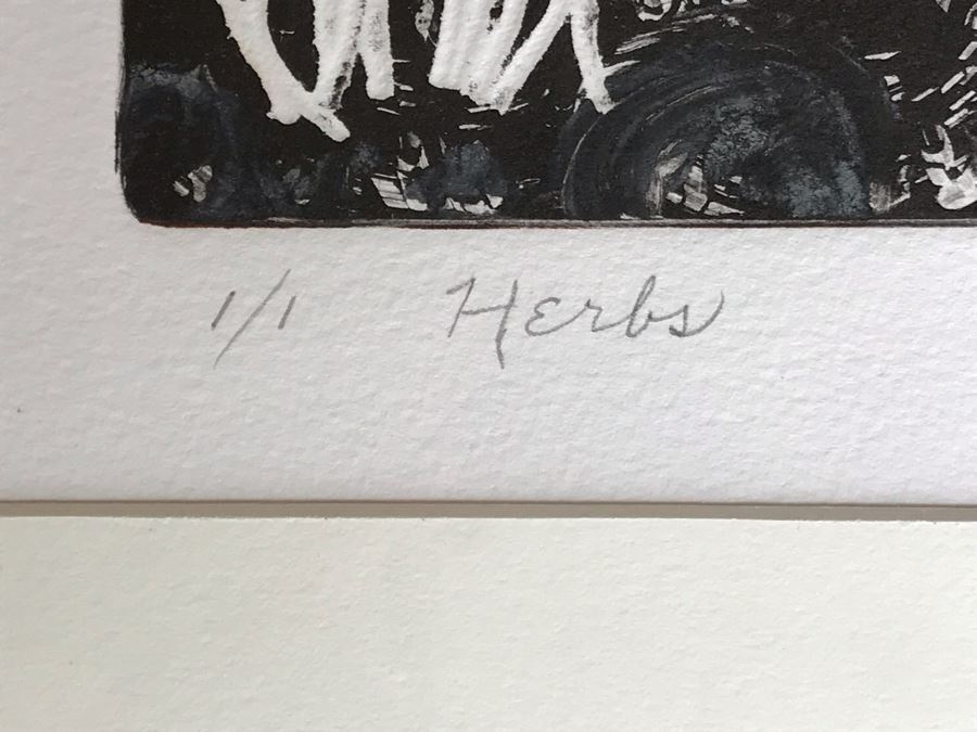Original Jean Klafs Abstract Expressionist Framed Monotype On Paper Titled 'Herbs' 21 X 18 [Photo 8]