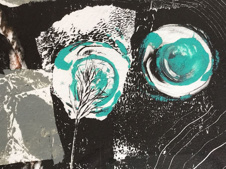 Original Jean Klafs Abstract Expressionist Framed Monotype On Paper Titled 'Herbs' 21 X 18 [Photo 6]