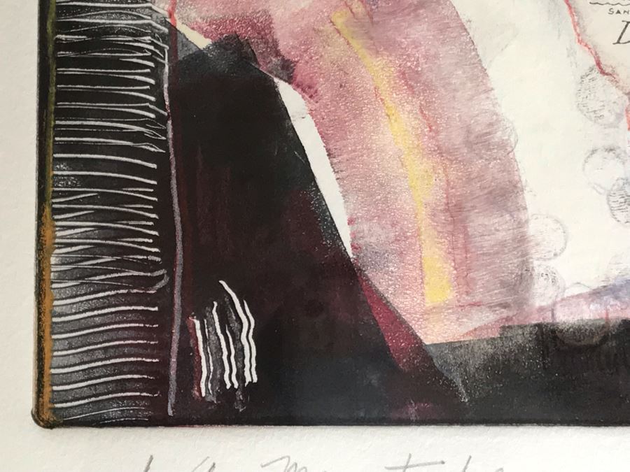 Original Jean Klafs Abstract Expressionist Framed Monotype On Paper Titled 'Costa Rica' 18 X 21 [Photo 8]