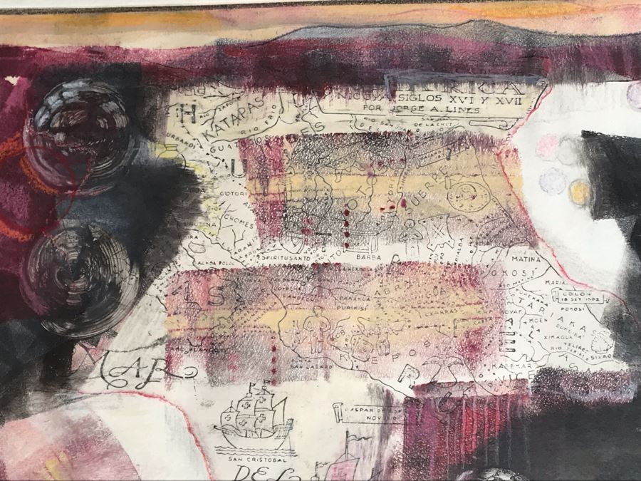 Original Jean Klafs Abstract Expressionist Framed Monotype On Paper Titled 'Costa Rica' 18 X 21 [Photo 3]