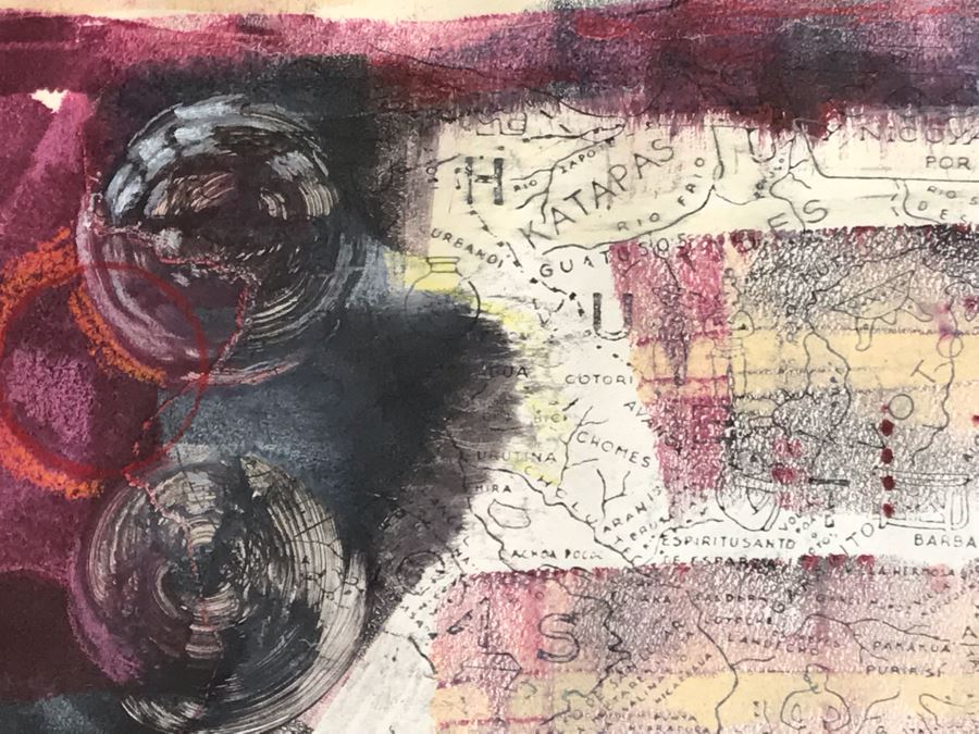 Original Jean Klafs Abstract Expressionist Framed Monotype On Paper Titled 'Costa Rica' 18 X 21 [Photo 4]