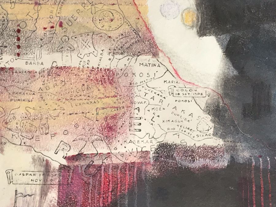 Original Jean Klafs Abstract Expressionist Framed Monotype On Paper Titled 'Costa Rica' 18 X 21 [Photo 6]