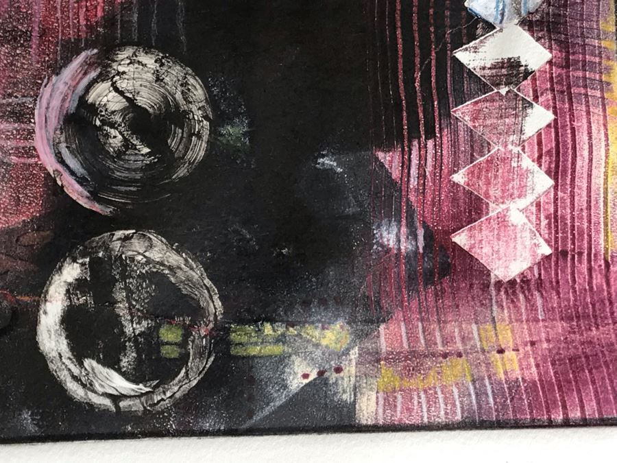 Original Jean Klafs Abstract Expressionist Framed Monotype On Paper Titled 'Costa Rica' 18 X 21 [Photo 7]