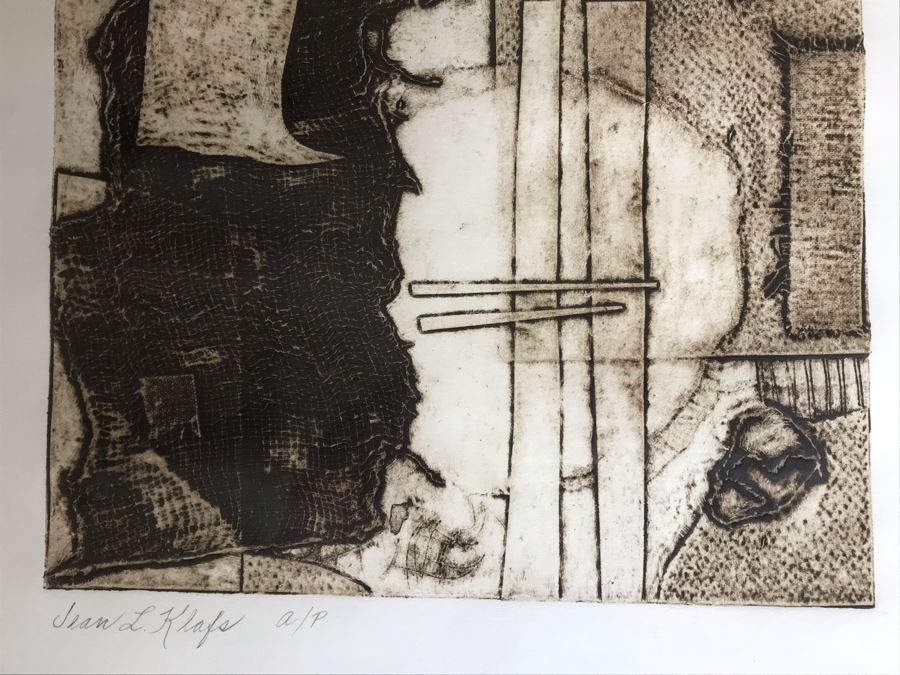 Artist Proof Jean Klafs Abstract Expressionist Framed Artwork On Paper Titled 'Colograph' 24 X 20.5 [Photo 4]