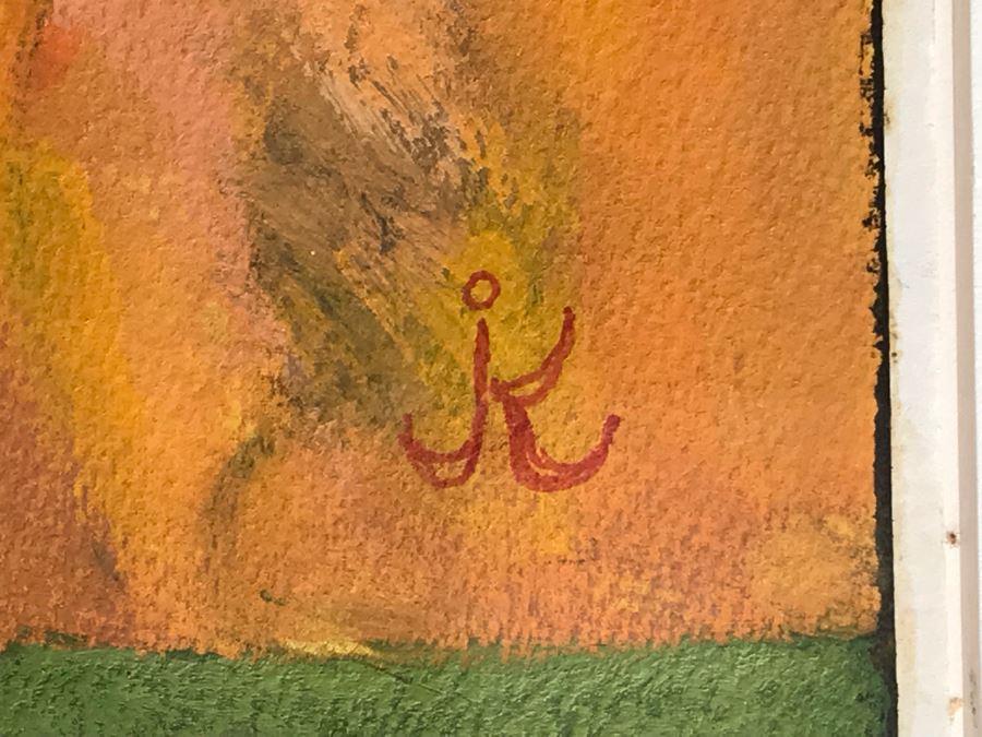 Original Jean Klafs Abstract Expressionist Framed Painting On Paper Titled 'Prosit' 23 X 19 [Photo 5]