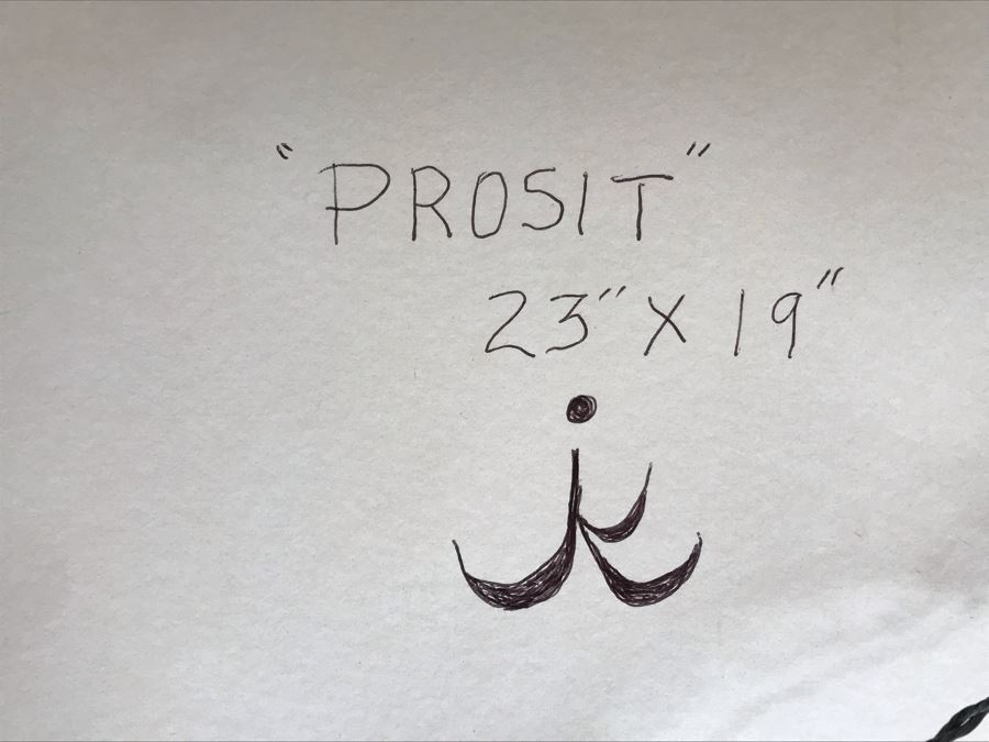 Original Jean Klafs Abstract Expressionist Framed Painting On Paper Titled 'Prosit' 23 X 19 [Photo 7]