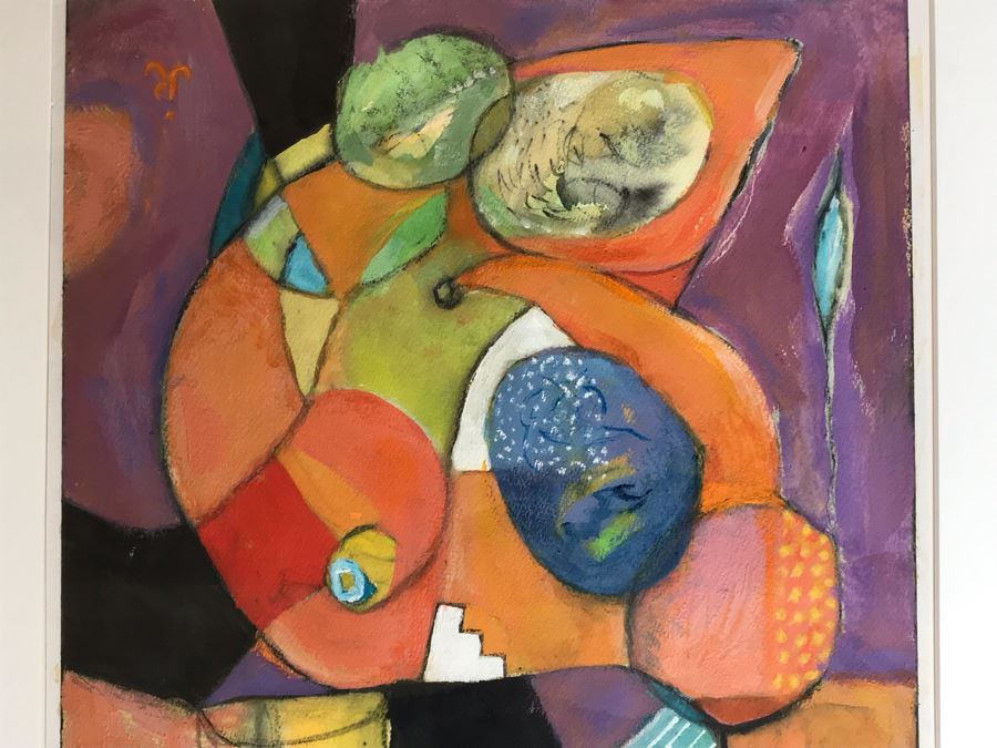 Original Jean Klafs Abstract Expressionist Framed Painting On Paper Titled 'Prosit' 23 X 19 [Photo 3]