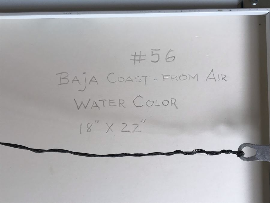 Original Jean Klafs Abstract Expressionist Framed Watercolor Painting On Paper Titled 'Baja Coast From Air' 18 X 22 [Photo 6]