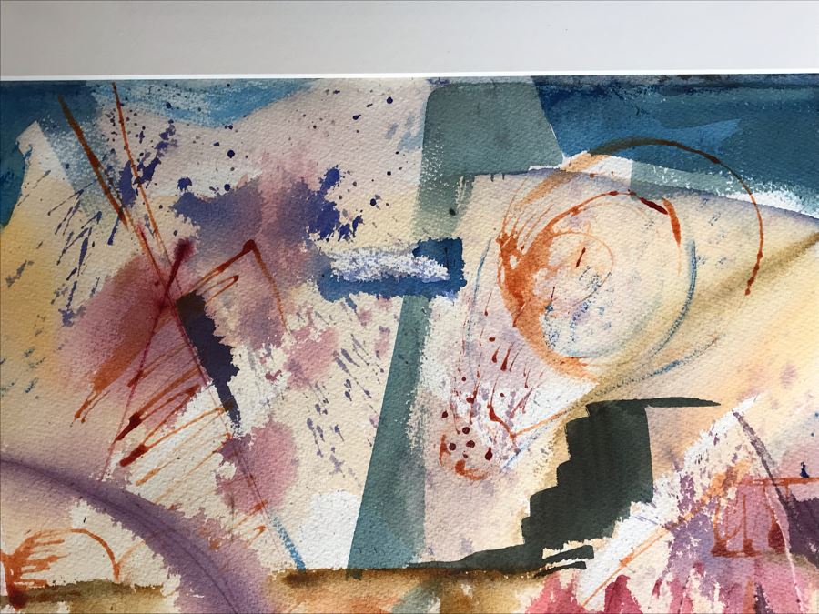 Original Jean Klafs Abstract Expressionist Framed Watercolor Painting On Paper 21 X 29 [Photo 3]