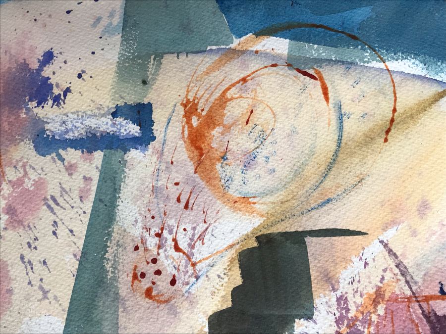 Original Jean Klafs Abstract Expressionist Framed Watercolor Painting On Paper 21 X 29 [Photo 7]