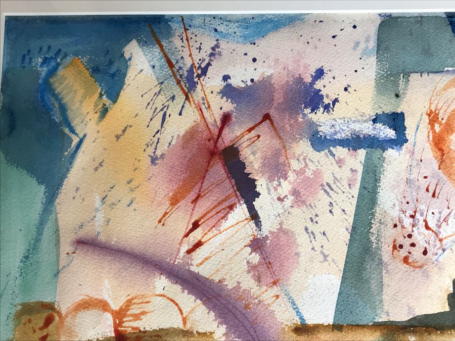 Original Jean Klafs Abstract Expressionist Framed Watercolor Painting On Paper 21 X 29 [Photo 6]