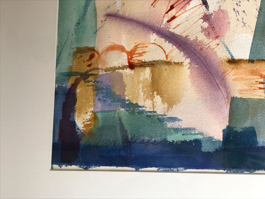 Original Jean Klafs Abstract Expressionist Framed Watercolor Painting On Paper 21 X 29 [Photo 5]