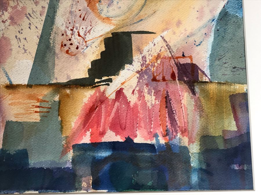 Original Jean Klafs Abstract Expressionist Framed Watercolor Painting On Paper 21 X 29 [Photo 4]