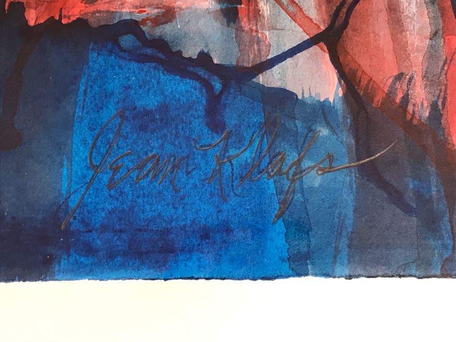 Original Jean Klafs Abstract Expressionist Framed Watercolor Painting On Paper Titled 'Organism' 36 X 29 [Photo 3]