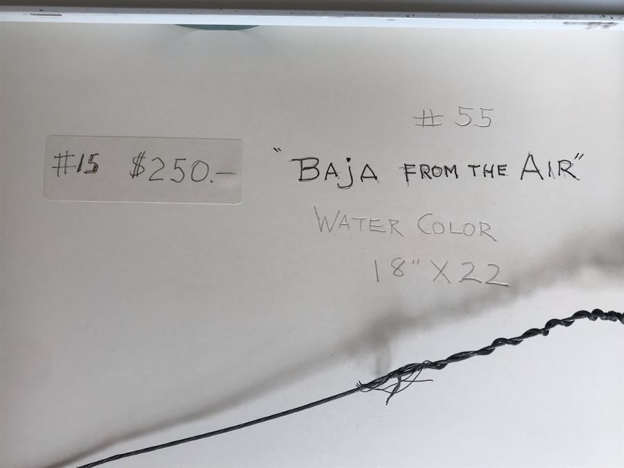 Original Jean Klafs Abstract Expressionist Framed Watercolor Painting On Paper Titled 'Baja Coast From Air' 18 X 22 [Photo 7]