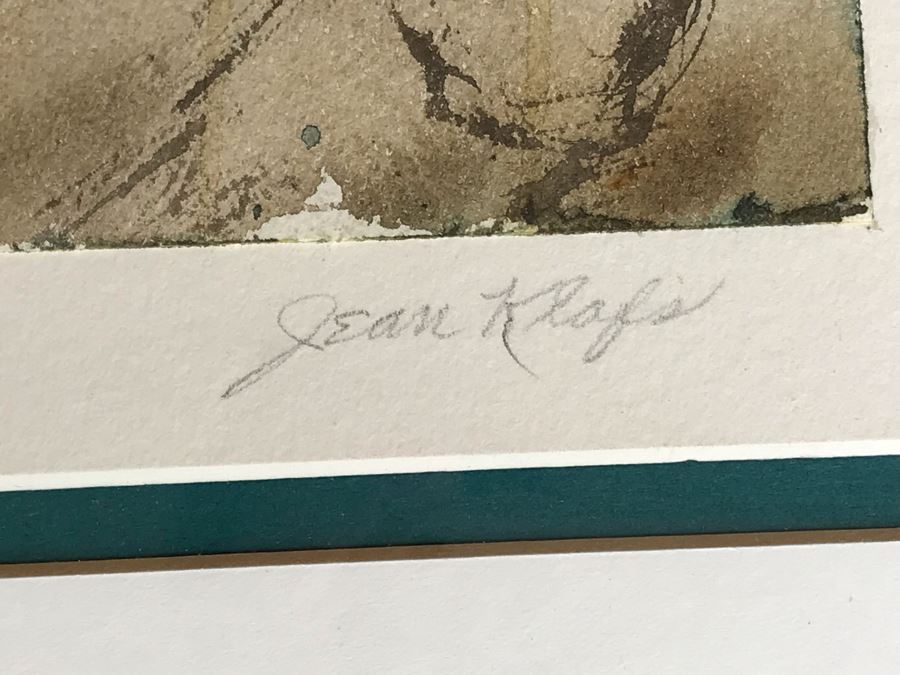 Original Jean Klafs Abstract Expressionist Framed Watercolor Painting On Paper Titled 'Baja Coast From Air' 18 X 22 [Photo 5]