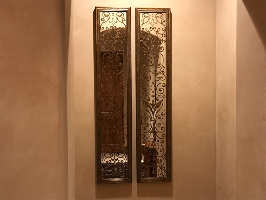 Pair Of Maitland-Smith Designer Wall Mirrors Each Measures 12W X 5'H [Photo 2]