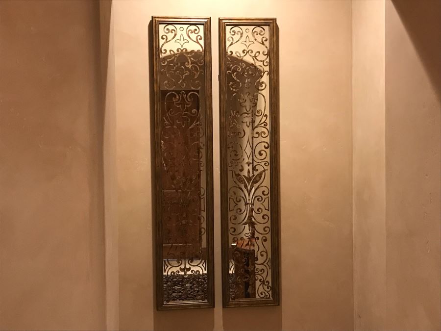Pair Of Maitland-Smith Designer Wall Mirrors Each Measures 12W X 5'H [Photo 1]