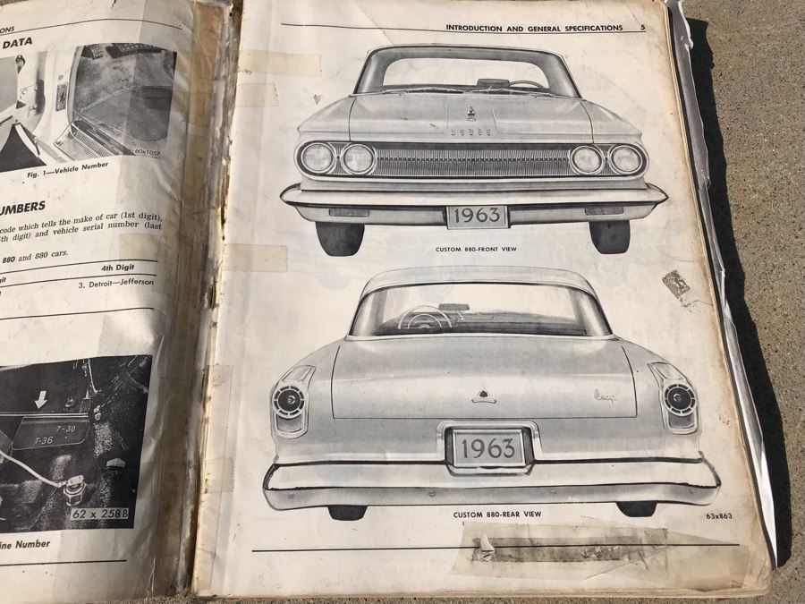 Vintage 1963 Dodge Chrome Hood Ornament With Original 1963 Dodge Custom Eight Eighty Pasenger Car Service Manual [Photo 10]