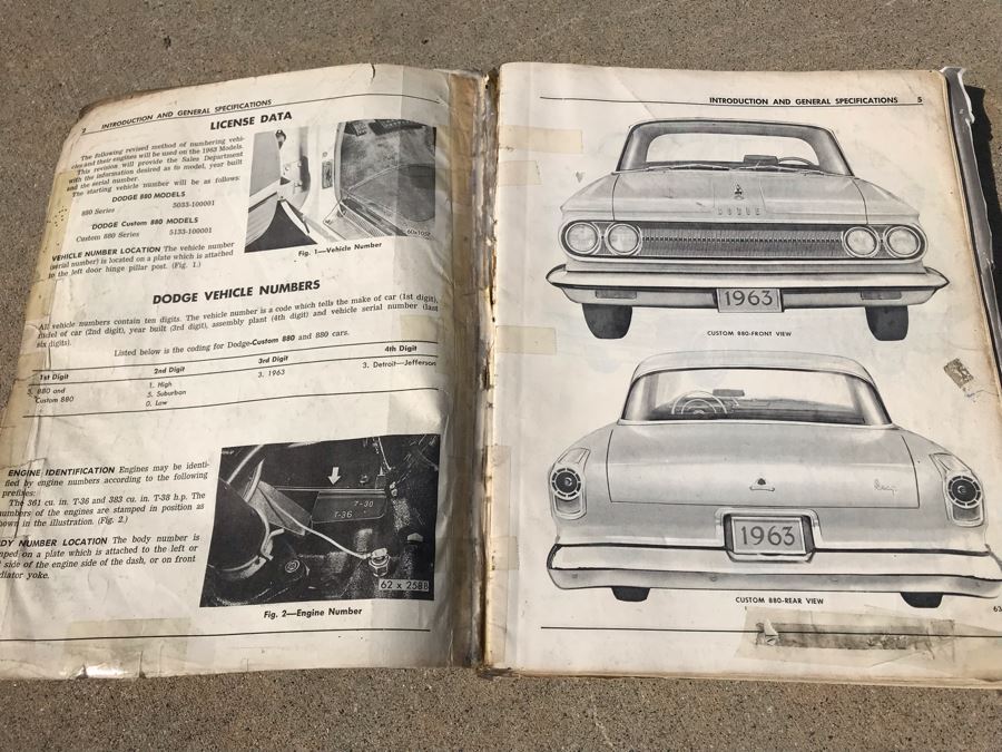 Vintage 1963 Dodge Chrome Hood Ornament With Original 1963 Dodge Custom Eight Eighty Pasenger Car Service Manual [Photo 9]