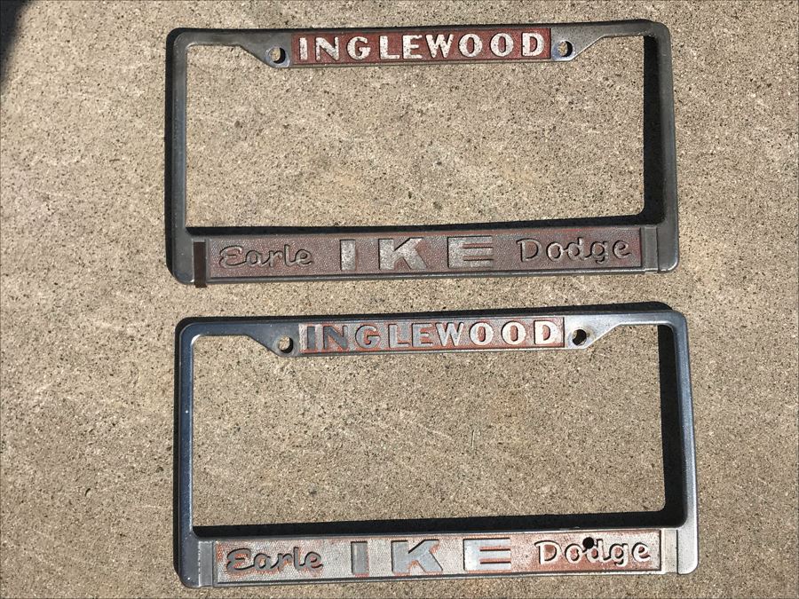 Pair Of Vintage Sixties Inglewood CA Earle Ike Dodge License Plate Frames [Photo 2]