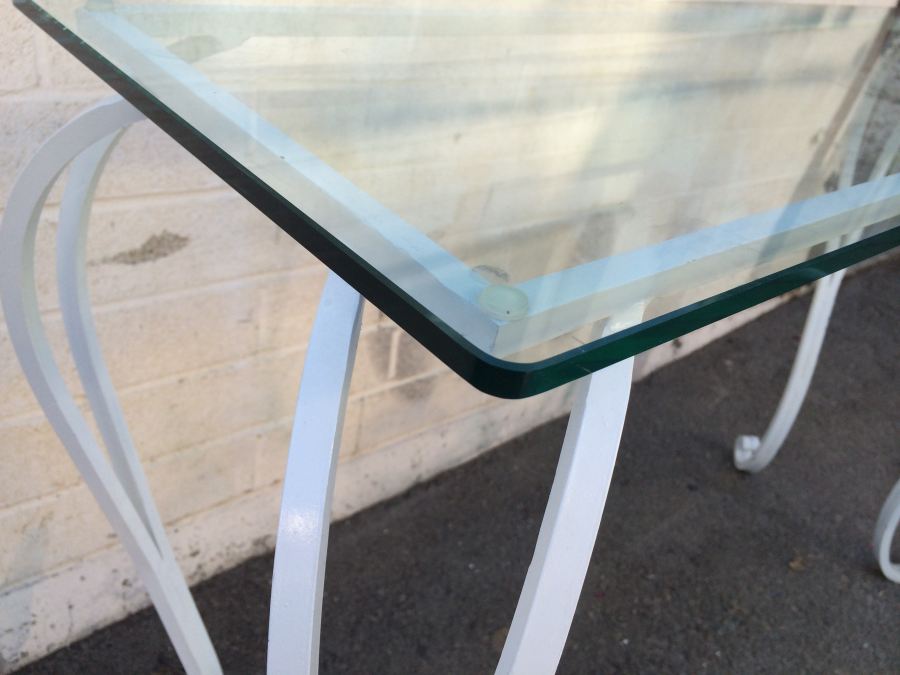 (2) White Metal Glass-Top Console Table and Coffee Table [Photo 5]