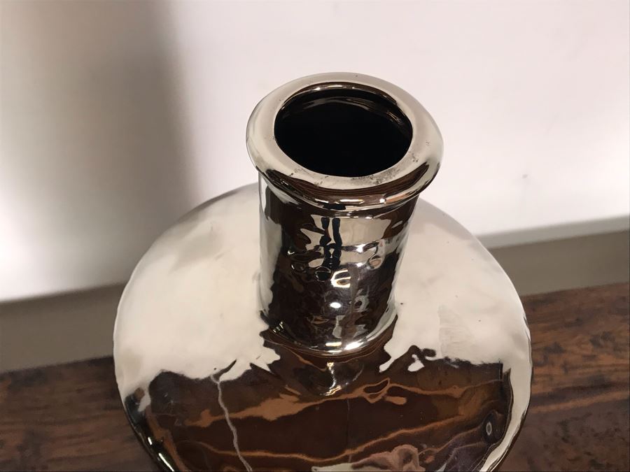 JUST ADDED - Tall Decorative Silvered Ceramic Vase 26.5H [Photo 3]