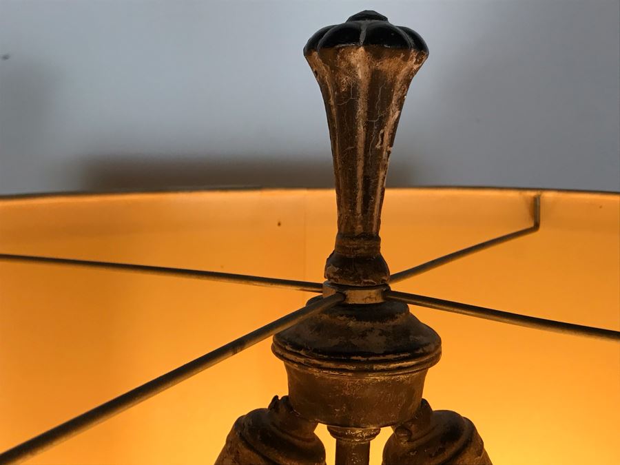JUST ADDED - Stunning Vintage Metal 6-Light Candelabra Lamp With 2 Additional Overhead Sockets (One Overhead Socket Needs To Be Replaced) 36H [Photo 10]