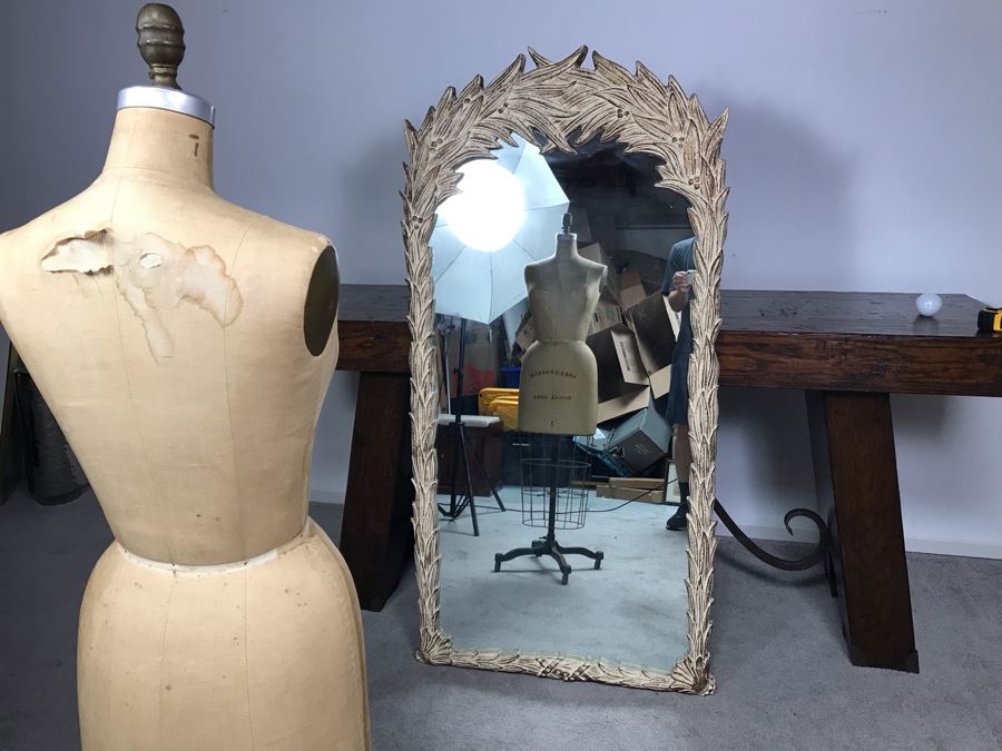 JUST ADDED - Vintage Designer Syroco Style Leaves Mirror 32W X 63H [Photo 3]