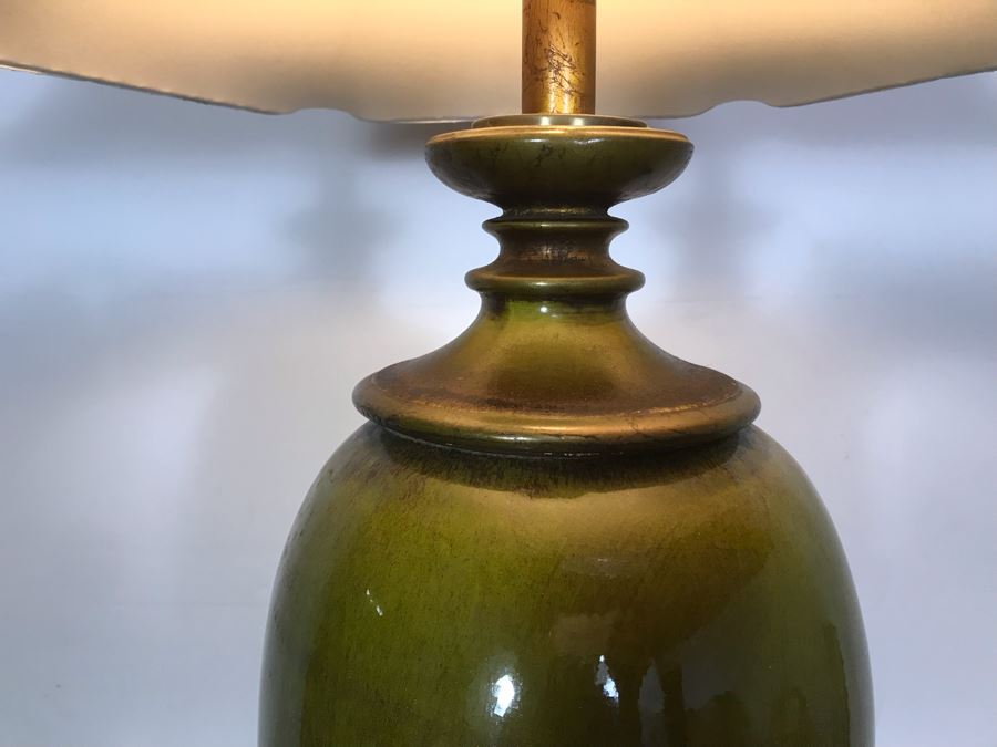 JUST ADDED - Vintage Tall Glazed Ceramic Table Lamp 46H [Photo 4]