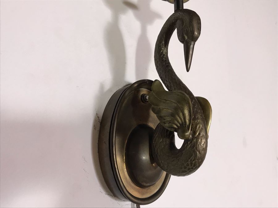 JUST ADDED - Vintage Brass Swan Wall Sconce Light With Electrical Plug 5W X 21L [Photo 4]
