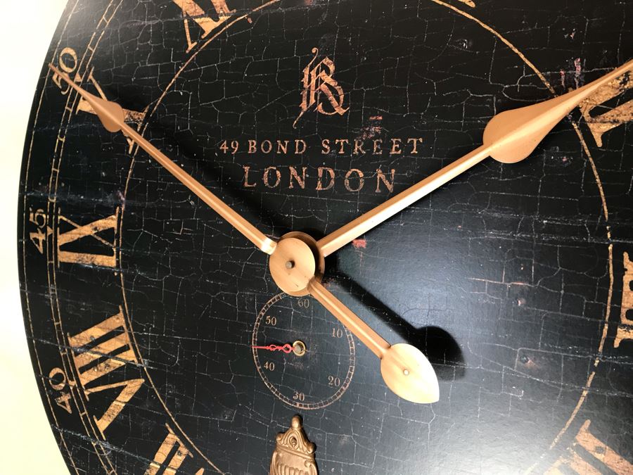JUST ADDED - Large Uttermost 31' Bond Street Battery Powered Wall Clock With Pendulum Retails $155 [Photo 6]