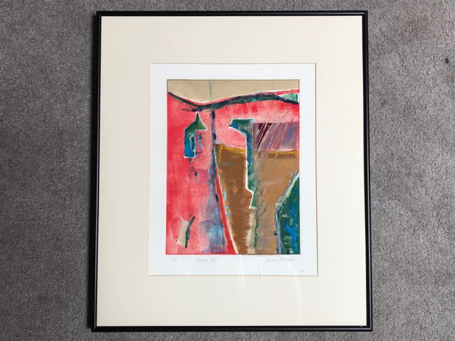 JUST ADDED - Original Jean Klafs Abstract Expressionist Framed Monotype On Paper Titled 'Max IV' 21 X 18 [Photo 2]