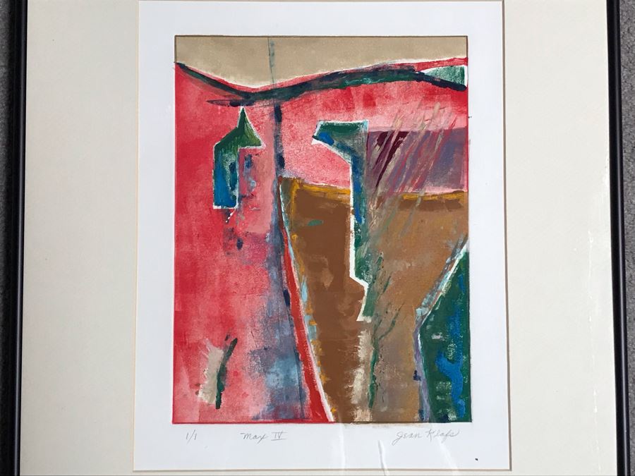 JUST ADDED - Original Jean Klafs Abstract Expressionist Framed Monotype On Paper Titled 'Max IV' 21 X 18 [Photo 4]