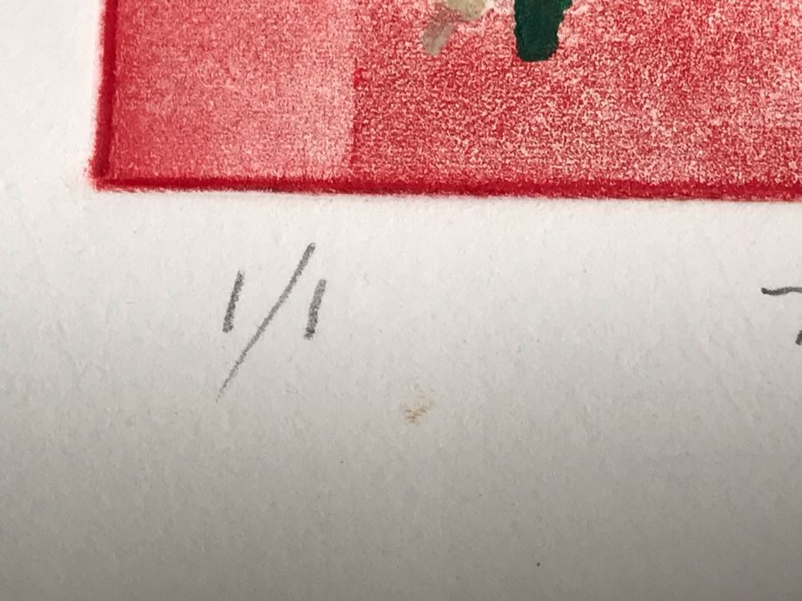 JUST ADDED - Original Jean Klafs Abstract Expressionist Framed Monotype On Paper Titled 'Max IV' 21 X 18 [Photo 10]